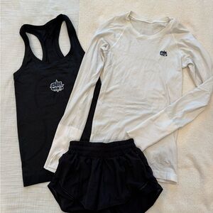 Lululemon Athletica Black Tank and White Long Sleeve Set